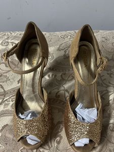 Beige Glitter Part Wear Stilletoes