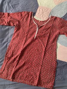 Red Print Tunic Top