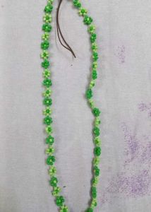 Green Beaded Flower Phone Cord