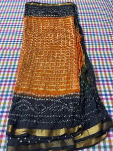 New  Pure Bandhej Saree With Blouse Piece