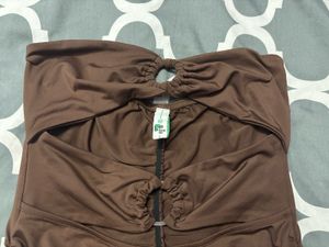 Brown Cutout Mini Dress