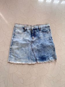 Acid Wash Denim Mini Skirt