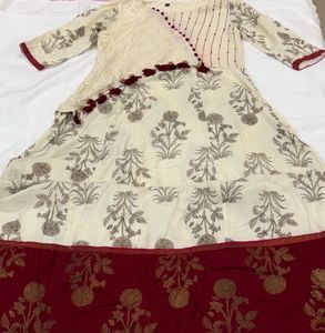 Printed Anarkali Kurti with Tassel