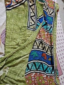 Digital Print Green Saree
