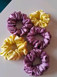 Satin Scrunchie Set - Lilac & Yellow