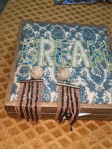 Fringe Beaded Statement Earrings