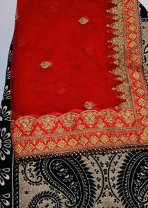 Red &amp; Gold Embroidered Saree