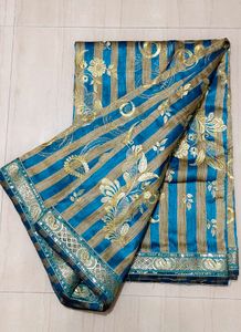 Elegant Blue &amp; Gold Sari