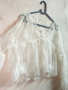Oversized See-through Fashion Crop Top Sheer