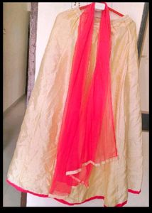 Lehenga Choli With Long Embroidered Kurti
