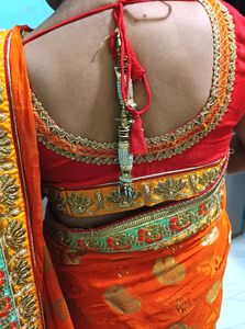 Designer Orange &amp; Red Saree With Blause❤️🧡