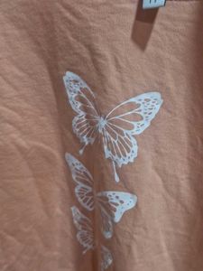 Peach Butterfly Print Top