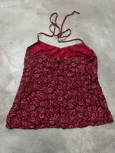 Ann Taylor LOFT petites Red Bandana Halter Top