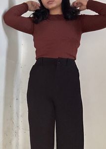 Brand New Brown Rib Full Sleeve Top