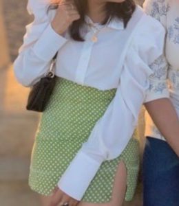 Green Polka Dot Mini Skirt