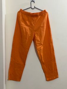 Orange Cotton Blend kurta Set