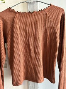 waffle knit crop top 🤎