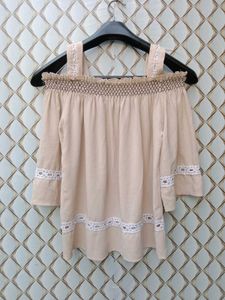 New With Tag Asthetic Korean Beige Trendy Top