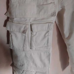 Men&#39;s White Cargo Pant (Size - Small)