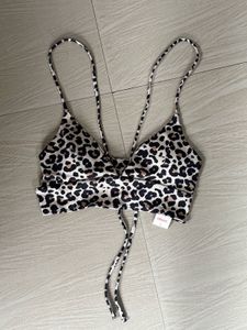 Leopard Print Tie-Up Bikini Top