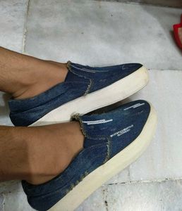 Blue Denim Slip-on Sneakers