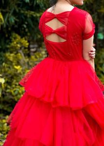 Stunning Red  Ruffle Gown Ball