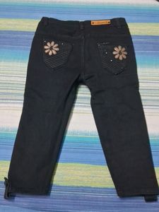 A Black Denim Capri
