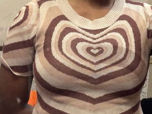 Heart Pattern Knit Top