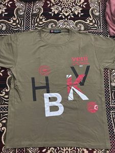 Graphic Print Olive Green T-Shirt