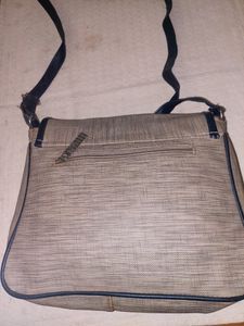Fashionable Trendy Cream - black color PU lather sling bag