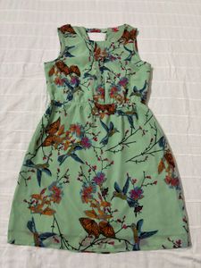 Mint Dress With Birds &amp; Butterflies