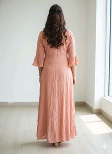 Elegant Peach Embroidered Gown