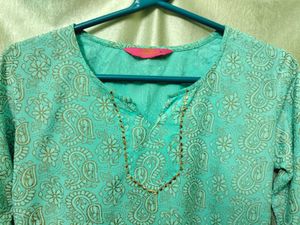 Teal🩵Colour Print Short Kurtii