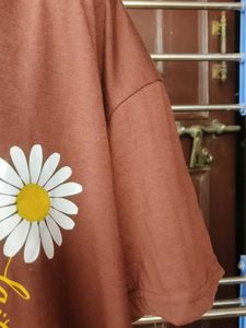 Brown Floral Print T-Shirt for women