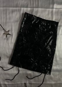 Black Lace-Up Mini Skirt