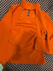 Orange halter neck top