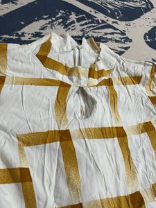 Off White N Yellow Top With Matching Stole