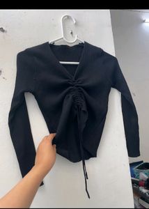 Drawstring Pullover Ripped Top