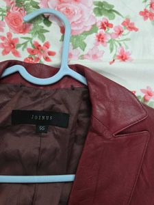 maroon Leather Blazer - bust 32