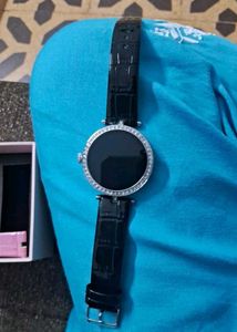 Elegant Black Watch with pink balt