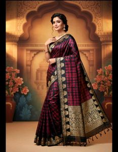 Elegant Maroon & Black Saree
