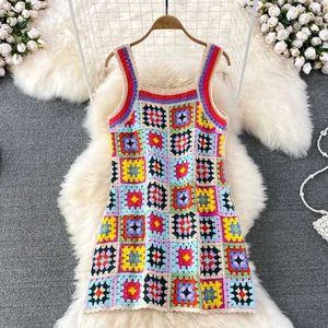Colorful Crochet Mini Dress