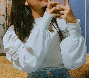 Puffy Full Sleeve Fancy White Top