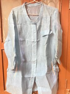 So Preety Organza Shirt Pattern Top ,sky Blue In C