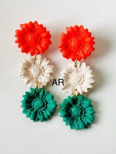 Tricolour Big Flower Earring