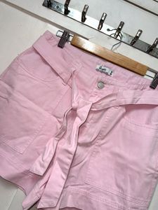 Baby Pink Belted Shorts(Brand New)
