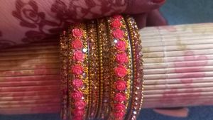 🔴NEW Pink Stone Work Bangles (Set Of 6)