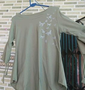 Butterfly Accent Tie-Sleeve Top