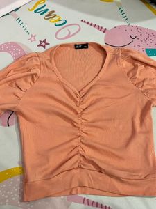 Cute Peach Ribbed Top