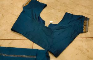 Dark Blue Saree &amp; Blouse 💙😍 Full Set ✨ Combo%🤩